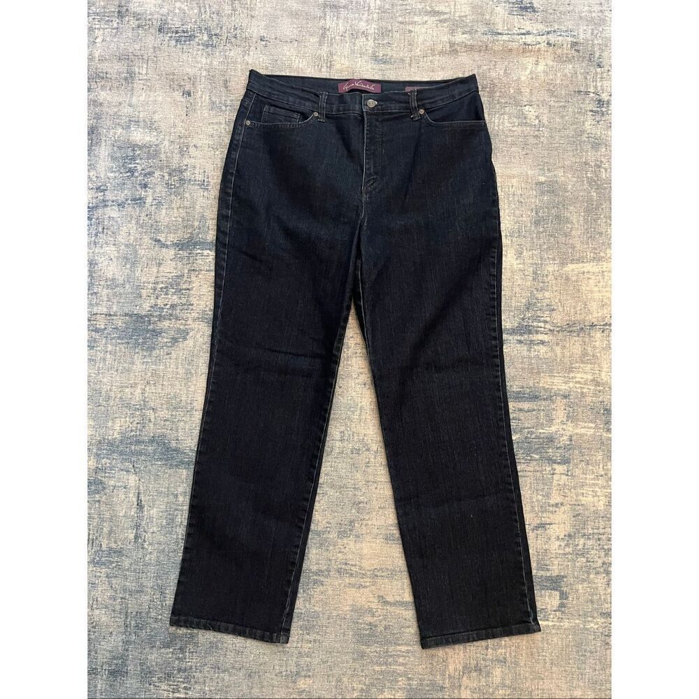 Gloria Vanderbilt Dark Blue Wash Amanda Straight Tapered Leg Jeans Size 14 Short